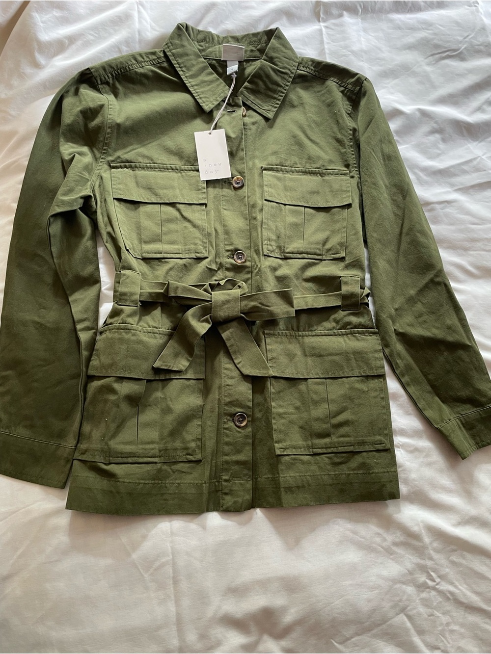 a new day Olive Utility Jacket with Waist Tie